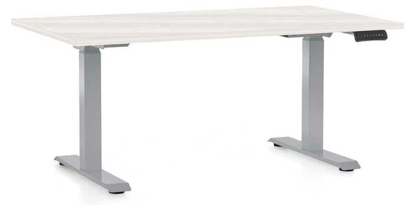 Masă înălțime reglabilă OfficeTech D, 120 x 80 cm, picioare gri, frasin alb