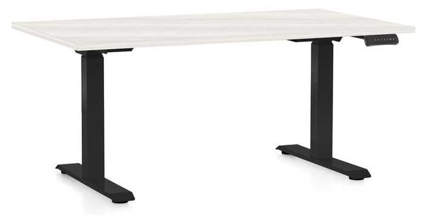 Masă înălțime reglabilă OfficeTech C, 120 x 80 cm, picioare negre, frasin alb