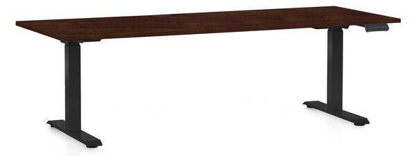 Masă înălțime reglabilă OfficeTech D, 200 x 80 cm, picioare negre, wenge