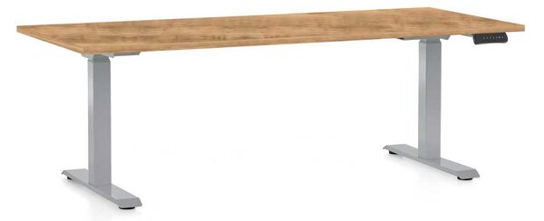 Masă înălțime reglabilă OfficeTech D, 180 x 80 cm, picioare gri, stejar auriu