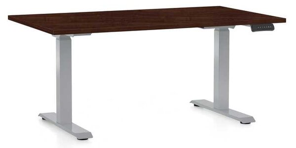 Masă înălțime reglabilă OfficeTech D, 140 x 80 cm, picioare gri, wenge