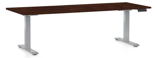 Masă înălțime reglabilă OfficeTech D, 200 x 80 cm, picioare gri, wenge