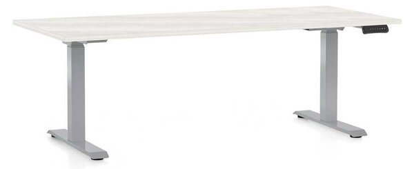 Masă înălțime reglabilă OfficeTech D, 180 x 80 cm, picioare gri, frasin alb