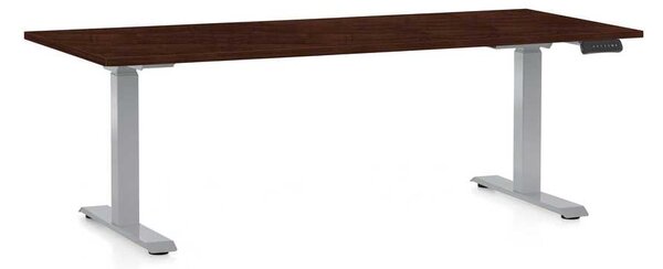 Masă înălțime reglabilă OfficeTech D, 180 x 80 cm, picioare gri, wenge