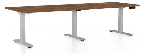 Masă înălțime reglabilă OfficeTech Long, 240 x 80 cm, picioare gri, stejar silverjack