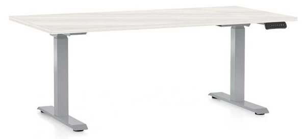 Masă înălțime reglabilă OfficeTech D, 160 x 80 cm, picioare gri, frasin alb
