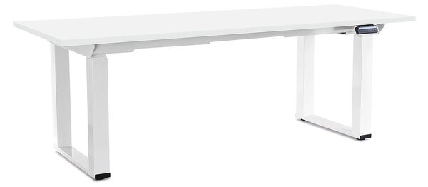 Masă înălțime reglabilă OfficeTech Strong 200 x 80 cm, picioare albe, alb