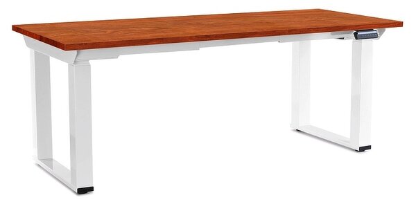 Masă înălțime reglabilă OfficeTech Strong 180 x 80 cm, picioare albe, cireș