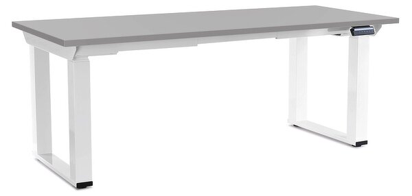 Masă înălțime reglabilă OfficeTech Strong 180 x 80 cm, picioare albe, gri deschis