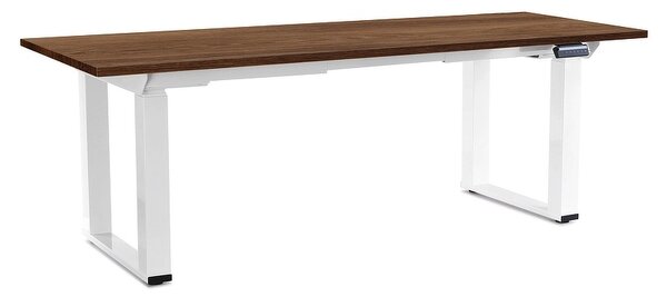 Masă înălțime reglabilă OfficeTech Strong 200 x 80 cm, picioare albe, stejar silverjack