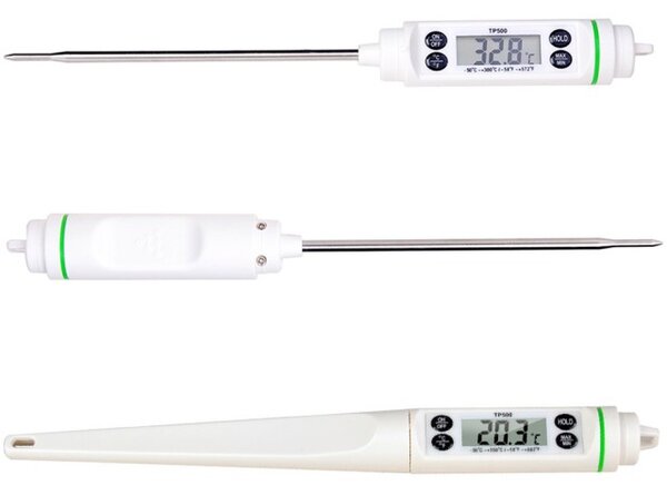 Termometru digital cu sonda pentru bucatarie, lichide, alimente, carne, lactate, prajituri, ceara etc. -50° C - +350° C, model Premium, alb