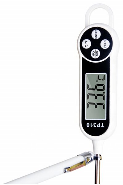 Termometru digital alimentar de insertie cu tija Pufo, afisaj LCD, 4 butoane si oprire automata, interval masurare -50° C - +300° C