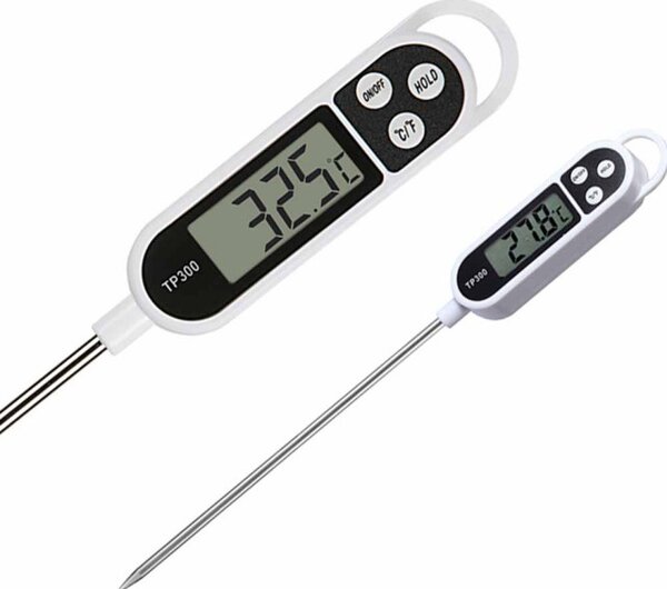 Termometru digital alimentar de insertie cu tija Pufo, afisaj LCD, 3 butoane si oprire automata, interval masurare -50° C - +300° C