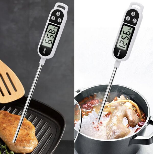 Termometru digital alimentar de insertie cu tija Pufo, afisaj LCD, 3 butoane si oprire automata, interval masurare -50° C - +300° C