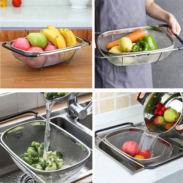 Strecuratoare extensibila din inox Pufo pentru chiuveta, 29 x 18 cm