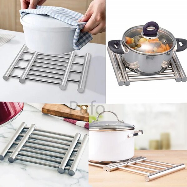 Suport metalic extensibil Pufo Kitchen pentru vase fierbinti, oale, cratite, tip gratar, 20 x 37 cm, reglabil