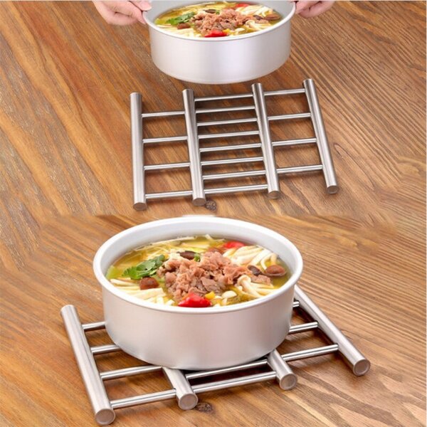 Suport metalic extensibil Pufo Kitchen pentru vase fierbinti, oale, cratite, tip gratar, 20 x 37 cm, reglabil