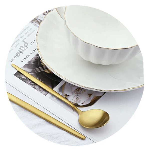 Set 6 lingurite Pufo Simple pentru cafea, ceai, desert, otel inoxidabil, auriu 13 cm