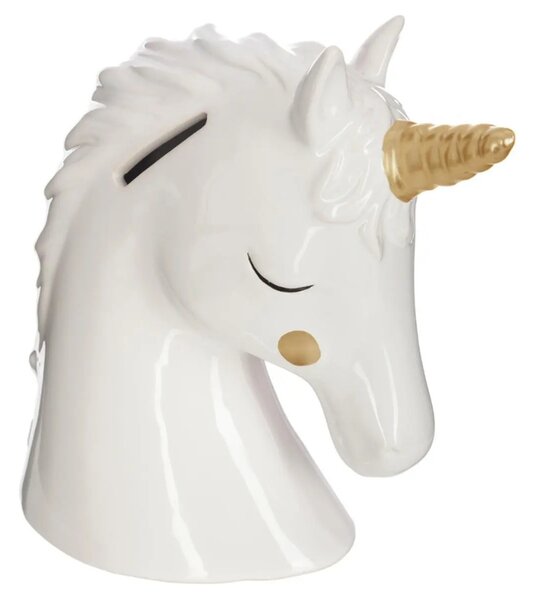 Pusculita GOLDEN UNICORN 15,5 cm, alba