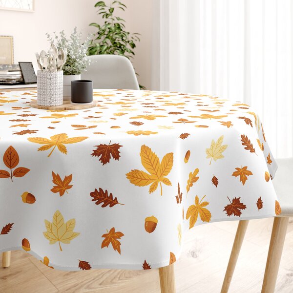 Goldea față de masă 100% bumbac - frunze de toamnă - rotundă Ø 120 cm