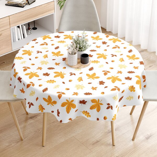 Goldea față de masă 100% bumbac - frunze de toamnă - rotundă Ø 120 cm
