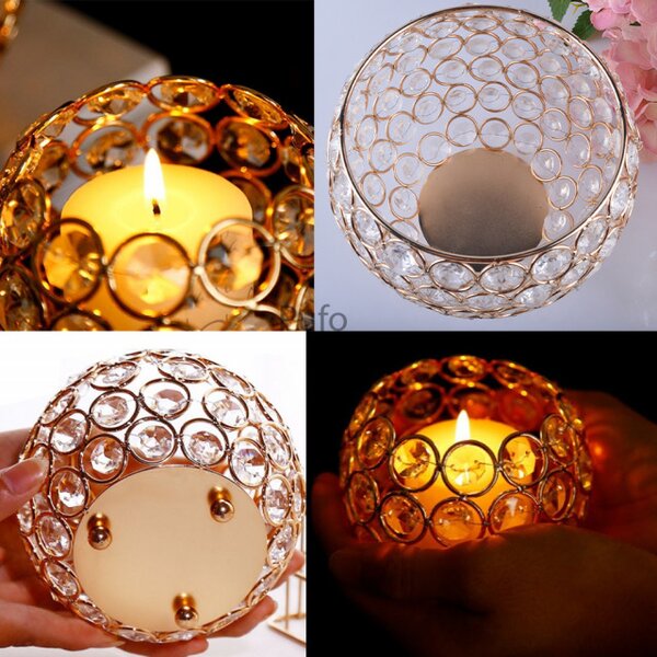 Suport elegant Pufo Brilliant pentru lumanare, flori, pensule de machiaj, metalic, auriu