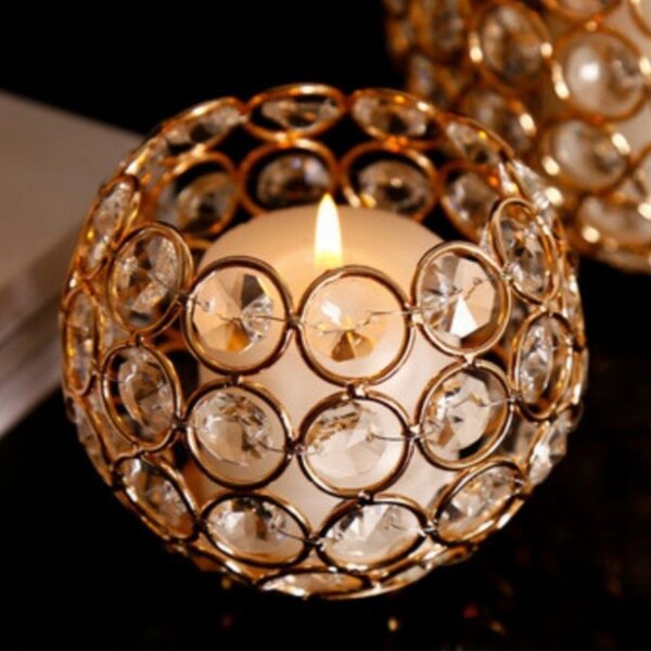 Suport elegant Pufo Brilliant pentru lumanare, flori, pensule de machiaj, metalic, auriu