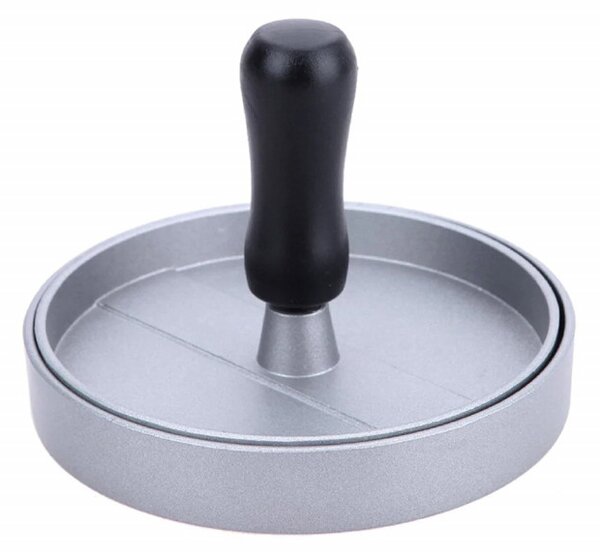 Presa cu maner Pufo pentru hamburger din aluminiu, Ø11.5 cm, argintiu