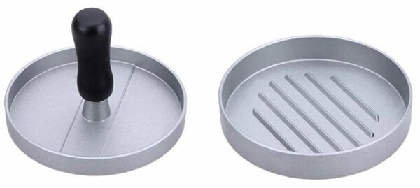 Presa cu maner Pufo pentru hamburger din aluminiu, Ø11.5 cm, argintiu