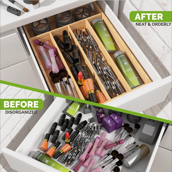 Organizator tacamuri Pufo Cuisine din lemn de bambus cu 5 compartimente, 37 x 25 cm