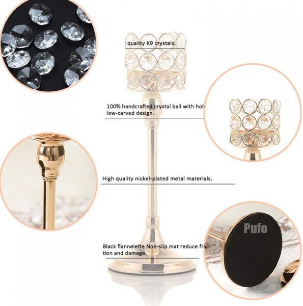 Suport elegant Pufo Gentle pentru lumanare, tip sfesnic, metalic, 29 x 8 cm, auriu- decor rafinat pentru casa si evenimente