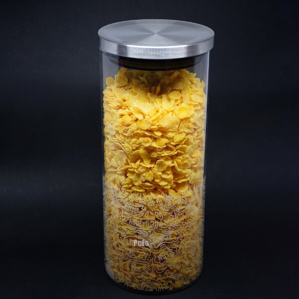 Recipient din sticla borosilicata Pufo pentru zahar, cafea, ceai sau condimente, cu capac ermetic, 1.4 L