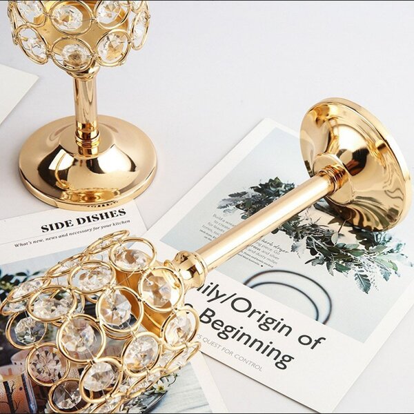 Suport elegant Pufo Gentle pentru lumanare, tip sfesnic, metalic, 29 x 8 cm, auriu- decor rafinat pentru casa si evenimente