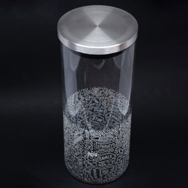 Recipient din sticla borosilicata Pufo pentru zahar, cafea, ceai sau condimente, cu capac ermetic, 1.4 L