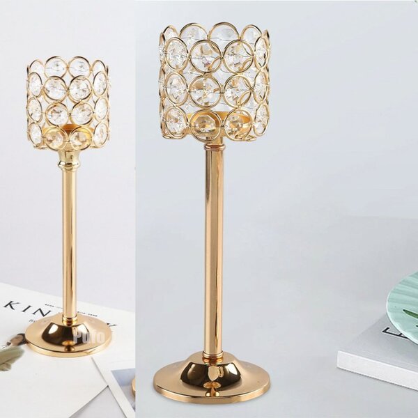 Suport elegant Pufo Gentle pentru lumanare, tip sfesnic, metalic, 29 x 8 cm, auriu- decor rafinat pentru casa si evenimente