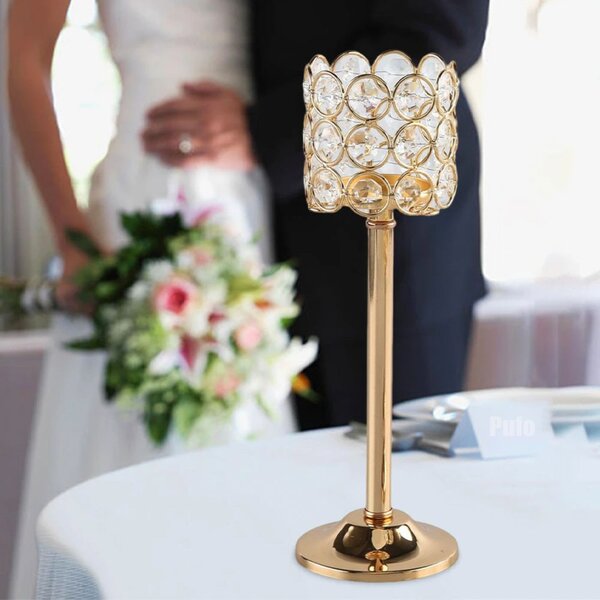 Suport elegant Pufo Gentle pentru lumanare, tip sfesnic, metalic, 29 x 8 cm, auriu- decor rafinat pentru casa si evenimente