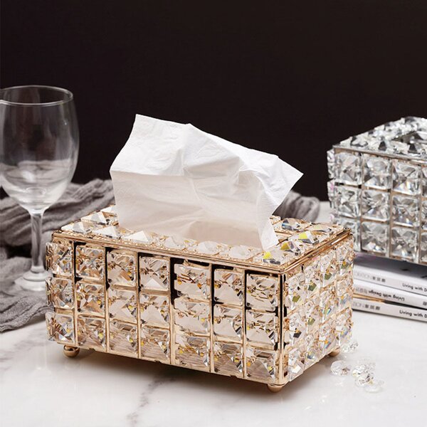 Cutie decorativa metalica pentru servetele Pufo Ellegant, 20 x 12 cm, auriu