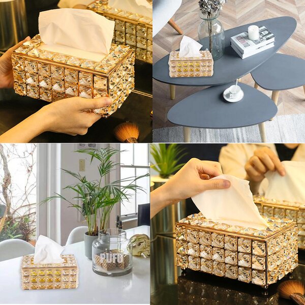 Cutie decorativa metalica pentru servetele Pufo Ellegant, 20 x 12 cm, auriu