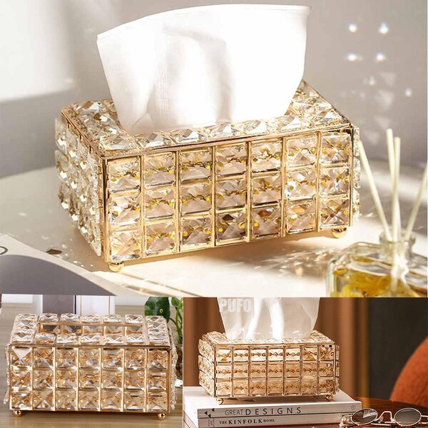 Cutie decorativa metalica pentru servetele Pufo Ellegant, 20 x 12 cm, auriu