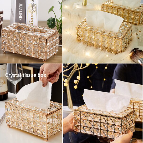 Cutie decorativa metalica pentru servetele Pufo Ellegant, 20 x 12 cm, auriu