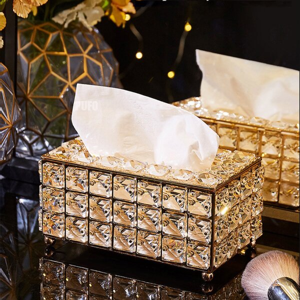 Cutie decorativa metalica pentru servetele Pufo Ellegant, 20 x 12 cm, auriu