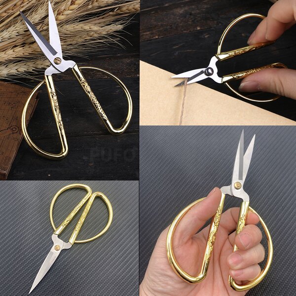 Foarfeca practica Pufo cu maner mare si confortabil pentru croitorie, broderie, birou sau gradina, otel, varf ascutit, 17 cm