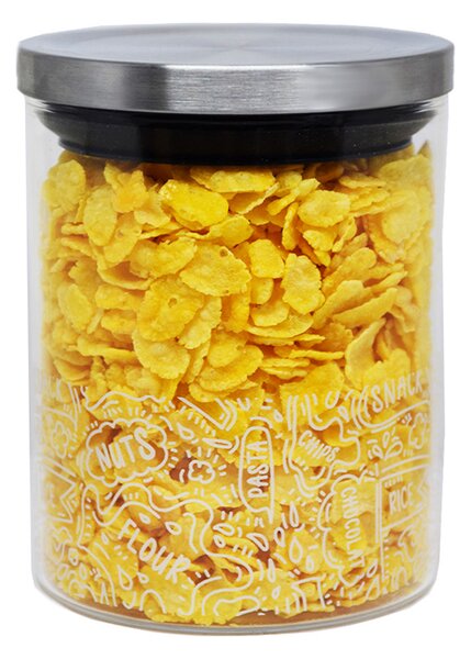 Recipient din sticla borosilicata Pufo pentru zahar, cafea, ceai sau condimente, cu capac ermetic, 1 L