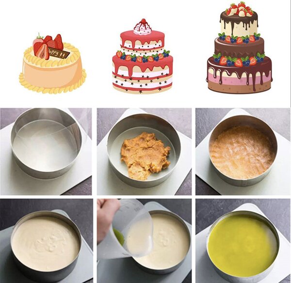 Set 3 forme metalice Pufo Cake pentru blat de tort, prajituri, argintiu- rezistente si usor de utilizat