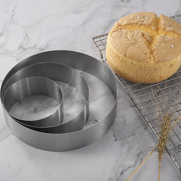 Set 3 forme metalice Pufo Cake pentru blat de tort, prajituri, argintiu- rezistente si usor de utilizat