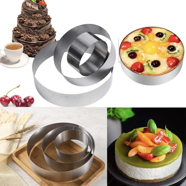 Set 3 forme metalice Pufo Cake pentru blat de tort, prajituri, argintiu- rezistente si usor de utilizat