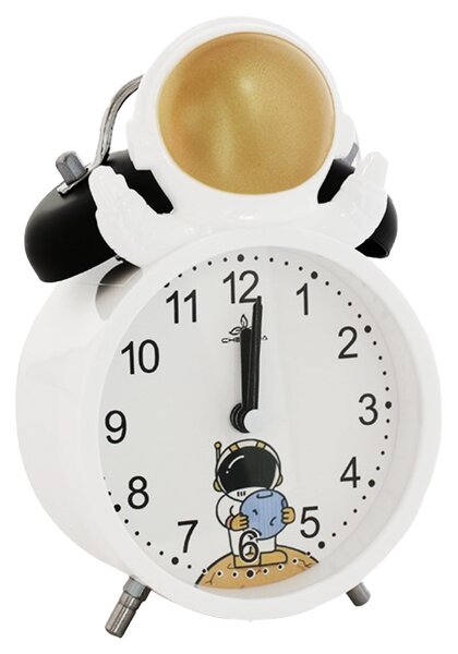 Ceas de masa desteptator pentru copii Pufo Astronautul Fericit, 15 cm, auriu