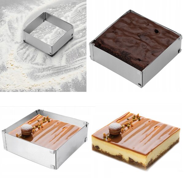 Forma metalica reglabila Pufo Cake pentru blat de tort, prajituri, argintiu- practica, durabila si usor de folosit