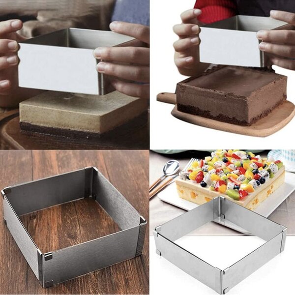Forma metalica reglabila Pufo Cake pentru blat de tort, prajituri, argintiu- practica, durabila si usor de folosit
