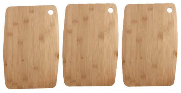 Set 3 tocatoare Pufo de bucatarie universale din lemn de bambus, maro, 28 x 19 cm